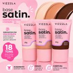 base liquida maquiagem Vizzela Satin 30g vegana cobertura media efeito glow