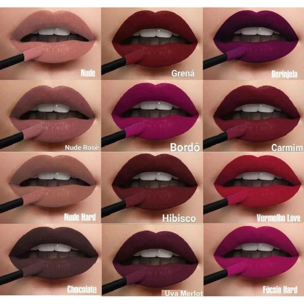 Batom líquido matte Mahav com efeito fosco e cores poderosas