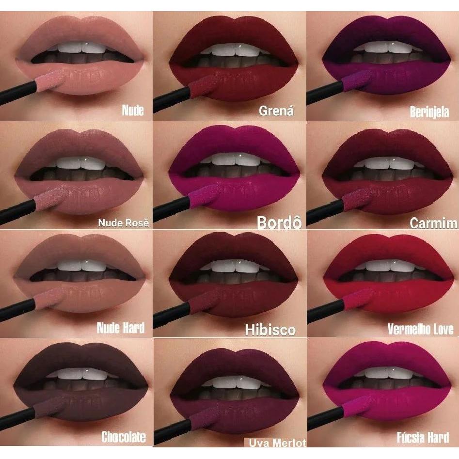 Batom líquido matte Mahav com efeito fosco e cores poderosas