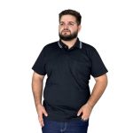 Bermuda masculina com camisa gola polo de algodão manga curta e bolso, estilo casual plus size