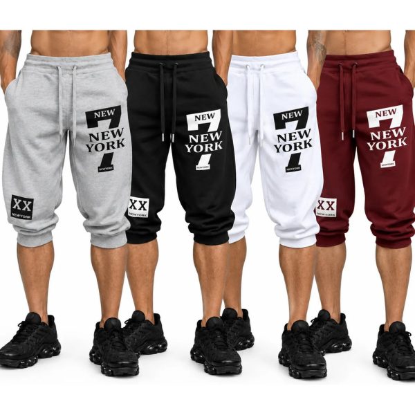 Bermuda masculina Kit 4 Jogger Moletom New York em modelo casual para verão