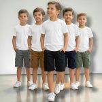 Bermuda masculina cargo infantil e juvenil de sarja para menino, conforto e estilo
