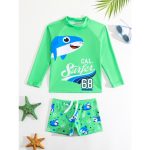 Bermuda masculina infantil com conjunto de praia tubarão camisa manga longa e short