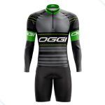 Bermuda masculina do conjunto de ciclismo Oggi cinza com bolsos e camisa manga longa UV50+