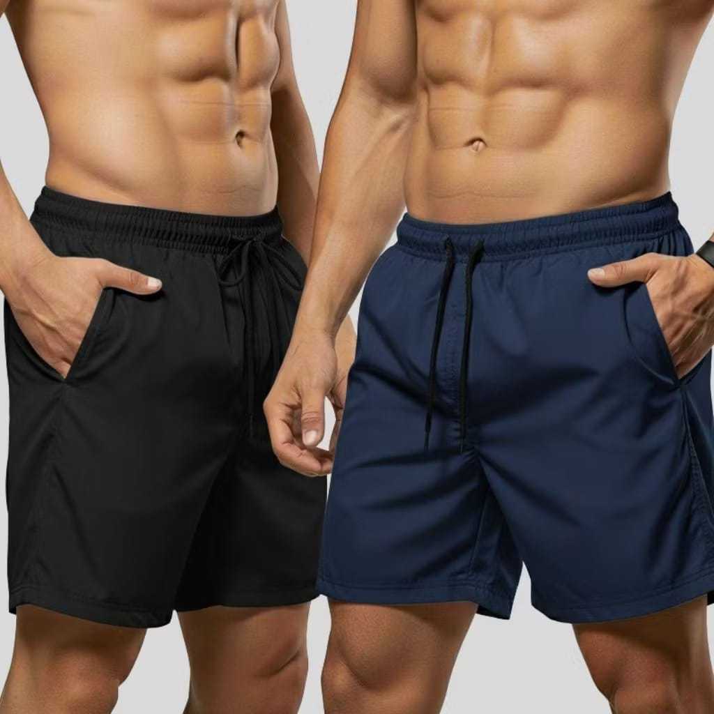 Bermuda masculina do kit 2 shorts tactel com elastano para academia e corrida