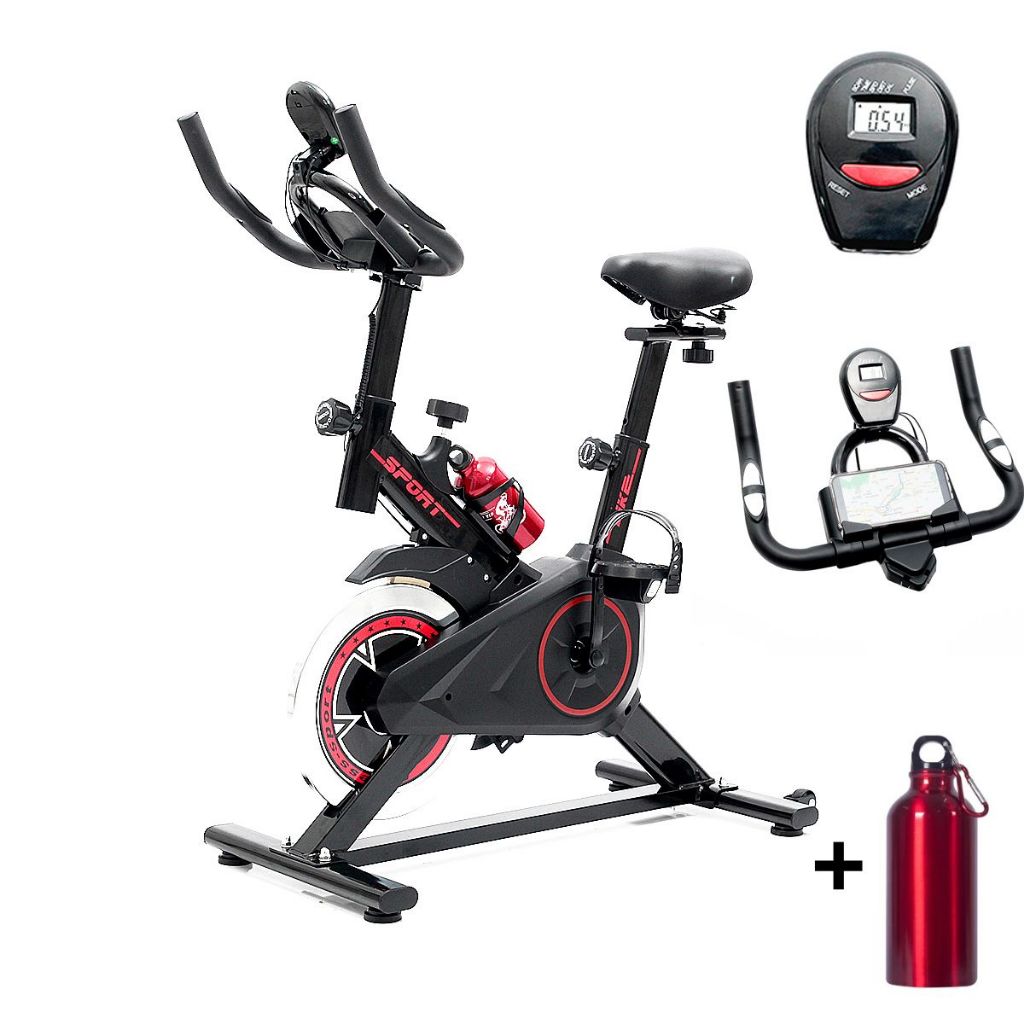 bicicleta ergometrica Spinning com monitor de treino e garrafa de agua inclusa