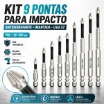 bits ph2 philips magnéticos antiderrapantes em liga S2 para parafusadeira de impacto kit 9/6 peças