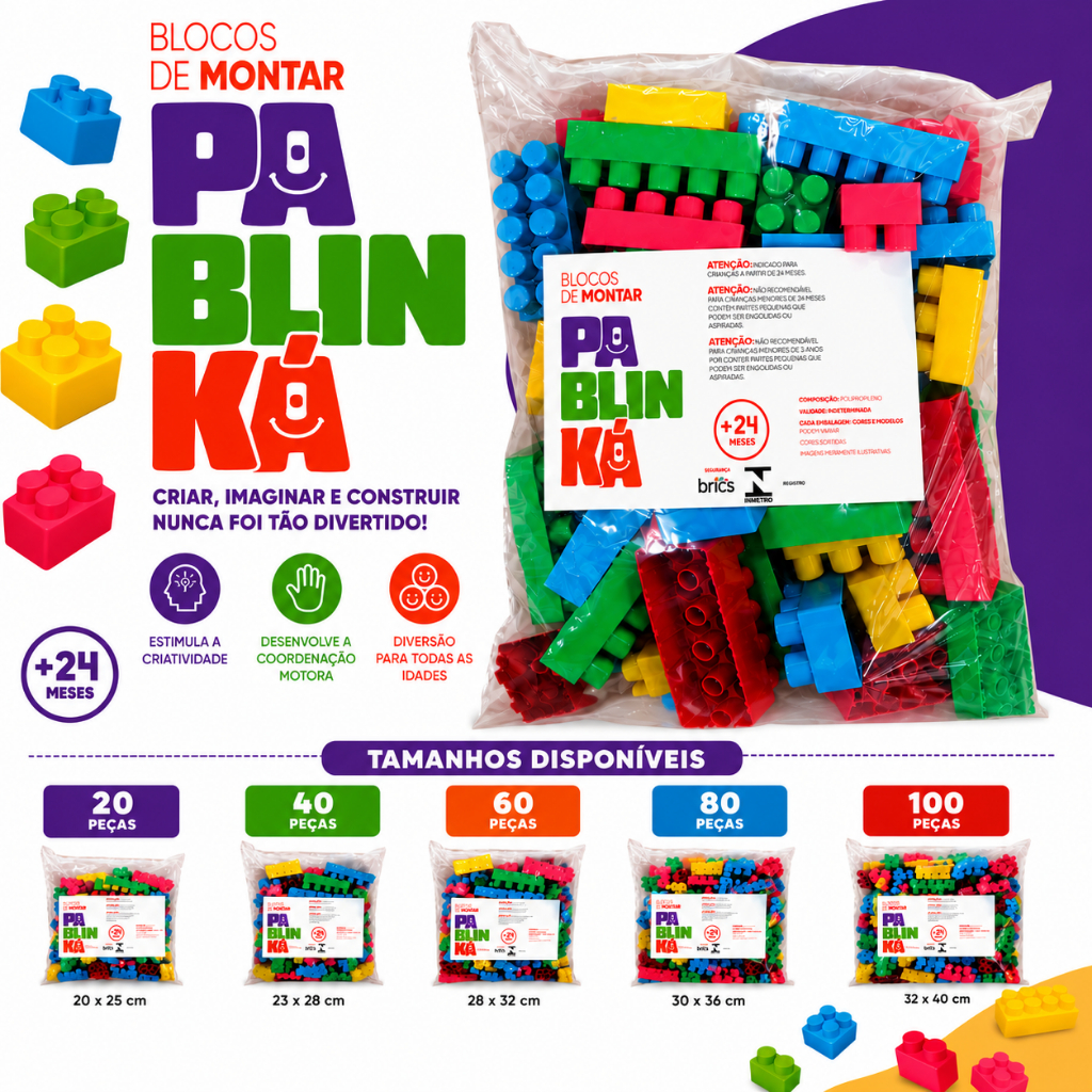 Blocos de montar didáticos infantil peças grandes coloridas para desenvolvimento educacional