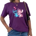 blusa feminina Stitch Apaixonado em algodão com estampa divertida