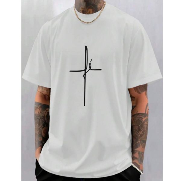 blusa feminina 100% algodão com estampa Fé, casual e confortável