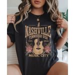 blusa feminina Nashville estilo country rock em algodão com estampa casual