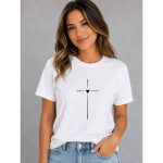 blusa feminina T-shirt Cruz Coração Confortável 100% Algodão