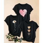 blusa feminina kit 3 estampadas delicadas de algodão