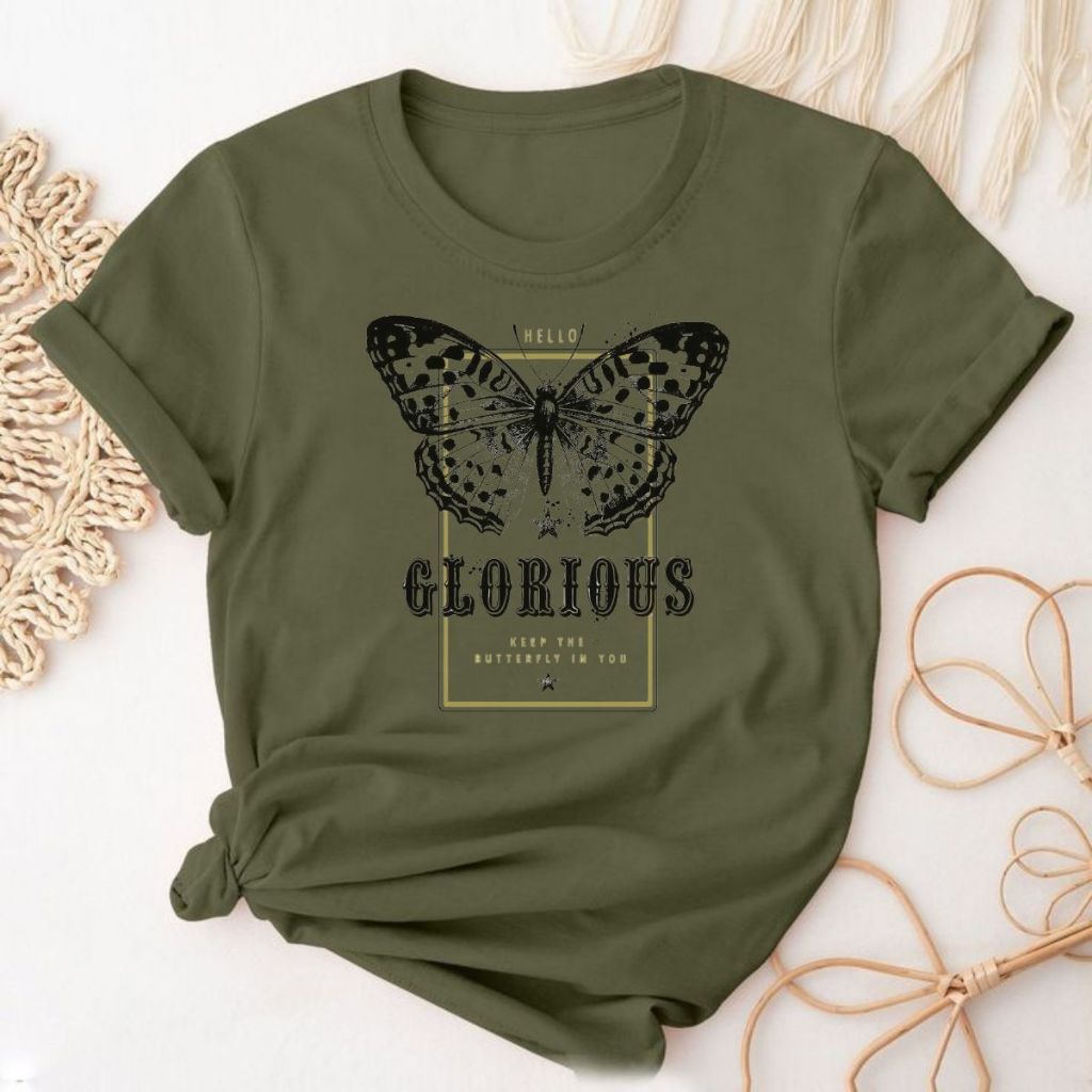 Blusa feminina Borboleta Glorious minimalista casual em tecido leve