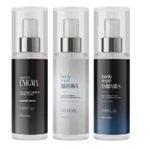 body splash masculino Enigma kit 3 frascos 200ml fragrância amadeirada fresca