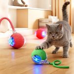 bola brinquedos de rolamento automática com cauda para gato interativo recarregável