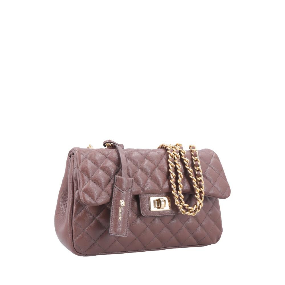 Bolsa feminina de couro Nayara Bauarte na cor natural, com alça e detalhes elegantes