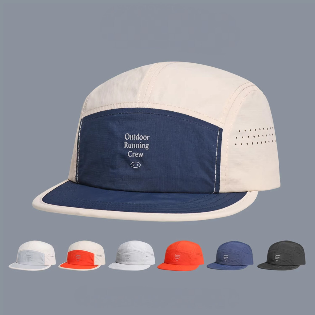 Boné masculino five panel bordado em malha unissex para praia corrida e uso diário