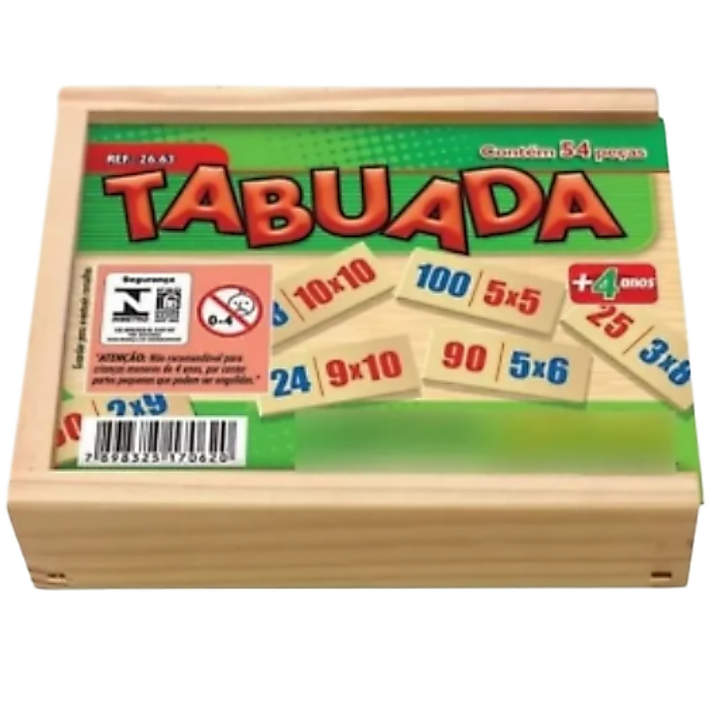brinquedo infantil tabuada 54 peças em madeira MDF educativo e pedagógico Jott Play