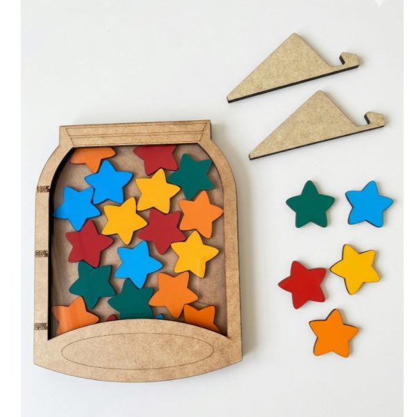 brinquedo infantil Pote da Conquista em MDF educativo para recompensa positiva