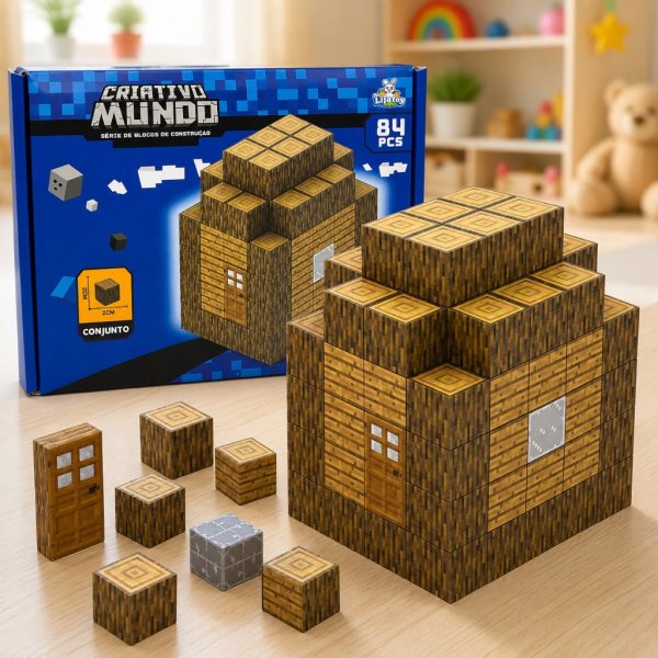 brinquedo infantil blocos magnéticos educativos 84 peças coloridas para montar