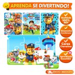 brinquedo infantil kit 4 jogos quebra cabeça educativo Patrulha Canina em madeira