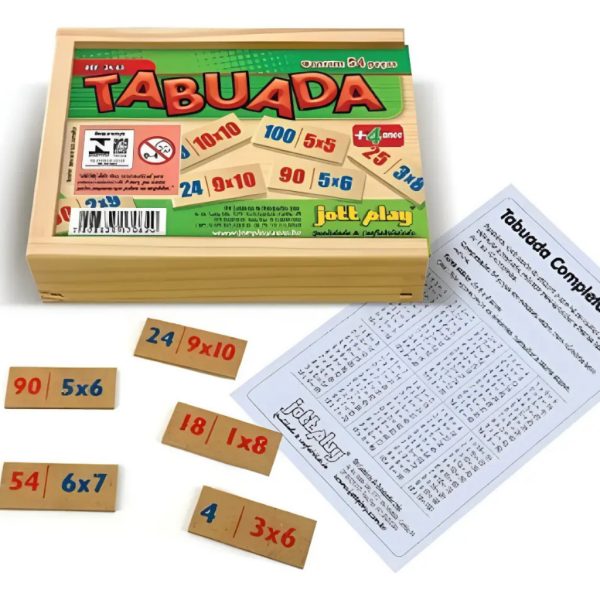 brinquedo infantil Tabuada 54 peças em madeira MDF educativo Jott Play