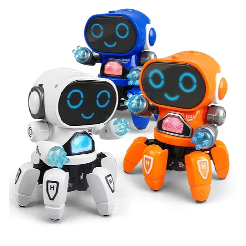 brinquedo infantil Robô Aranha Dançarino Musical com luzes LED e 6 pernas