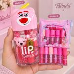 caixinha mini gloss mágico com 6 unidades e acessórios nos modelos Lua e Neve e Bobbi Rara