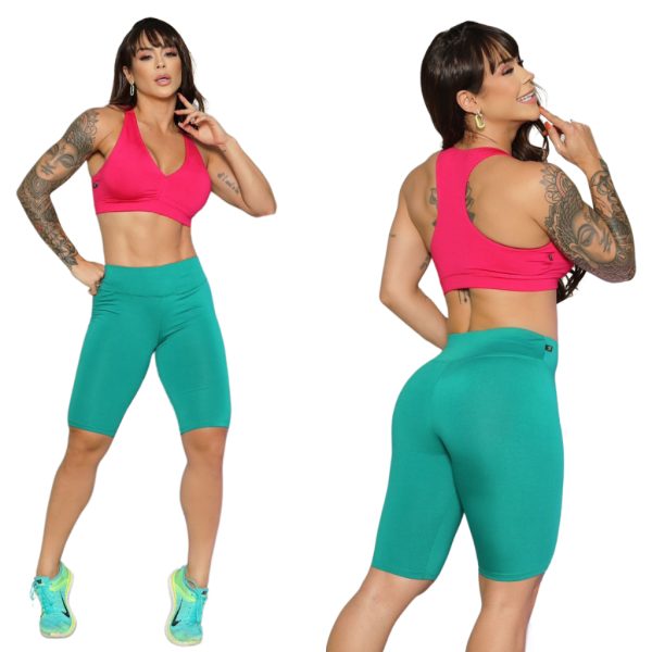 calca feminina kit 2 bermuda ciclista até o joelho para academia yoga e caminhada
