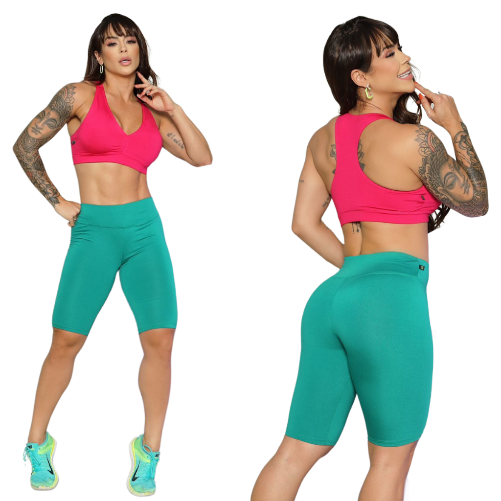 calca feminina kit 2 bermuda ciclista até o joelho para academia yoga e caminhada