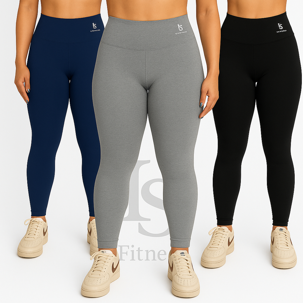 calca feminina Kit 3 Legging Cintura Alta para academia yoga e dia a dia