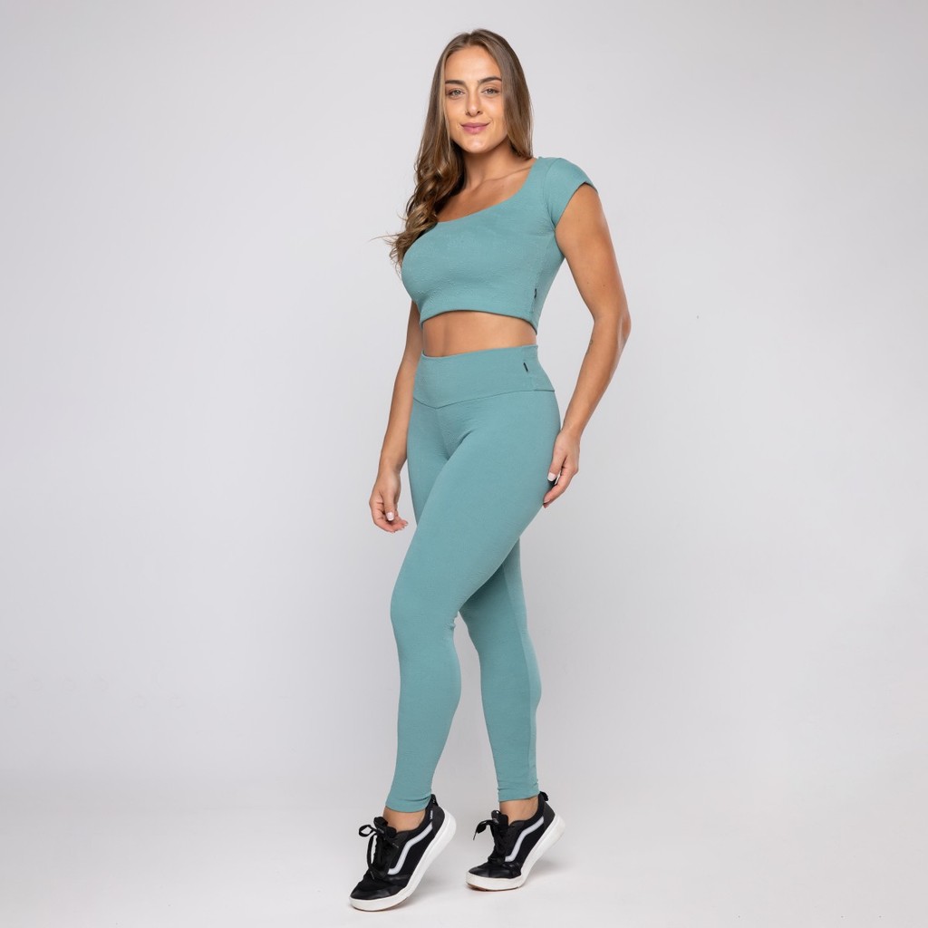 calca feminina academia conjunto top fitness e legging cintura alta poliamida zero transparente