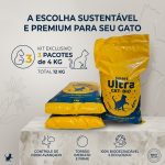 cama pet com areia para gatos biodegradável kit 3x4kg elimina odor
