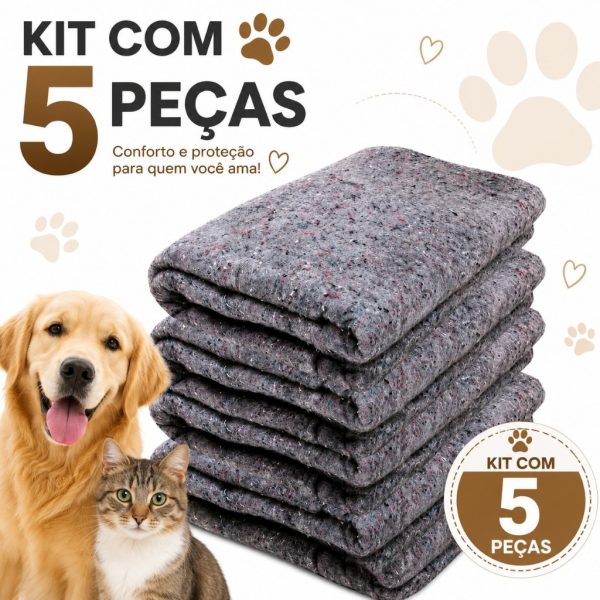 cama pet com cobertor 5 peças 190x0,70 grosso e resistente para cachorro e gato