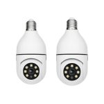 camera seguranca Wi-Fi 360° com visão noturna e controle pelo celular em formato de lâmpada