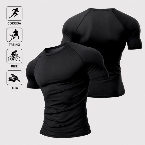 camisa de compressão poliamida masculina lisa para academia e jiu-jitsu