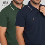 camisa gola polo alta qualidade 100% algodão kit 2 unidades diversas cores