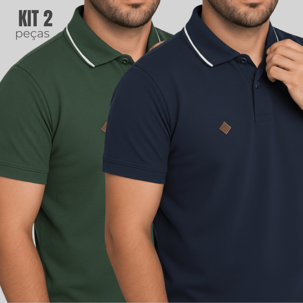 camisa gola polo alta qualidade 100% algodão kit 2 unidades diversas cores