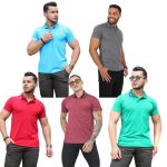 camiseta masculina Kit 5 Polo Fio 30 com bolso algodão manga curta