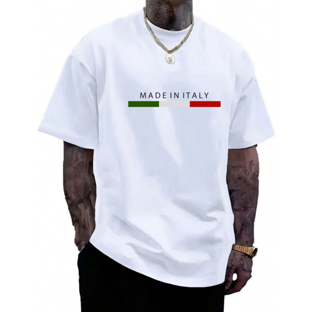 Camiseta masculina Made In Italy casual em algodão premium