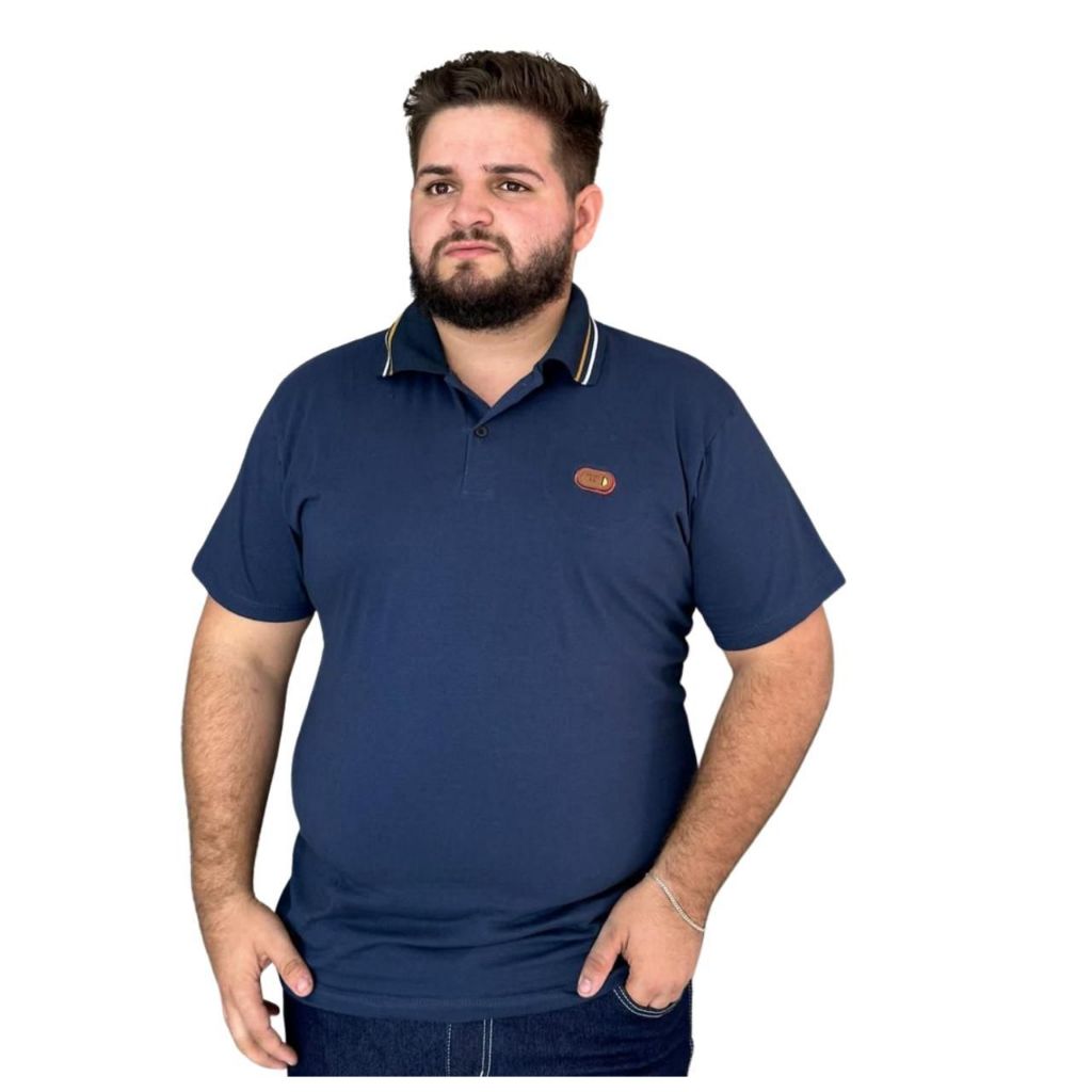 Camiseta masculina Polo Fio 30 bordada em algodão manga curta