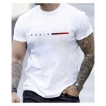 camiseta masculina Paris Style streetwear em malha 100% algodão