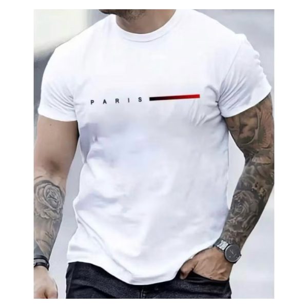 camiseta masculina Paris Style streetwear em malha 100% algodão