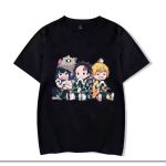 camiseta masculina Demon Slayer Chibi Kimetsu no Yaiba estampa anime algodão unissex