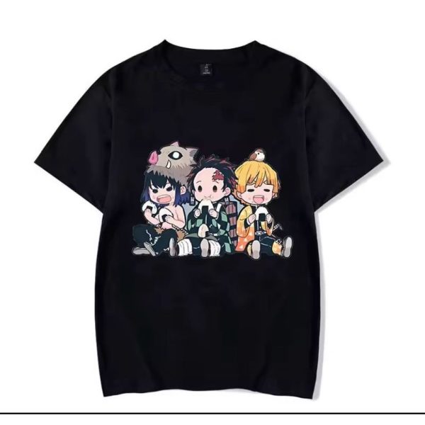 camiseta masculina Demon Slayer Chibi Kimetsu no Yaiba estampa anime algodão unissex