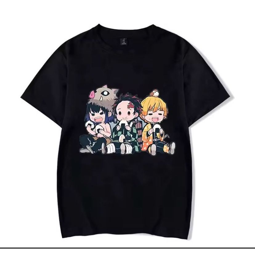 camiseta masculina Demon Slayer Chibi Kimetsu no Yaiba estampa anime algodão unissex