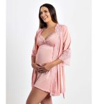 camisola amamentação robe kit duas peças conforto para gestante e puérpera