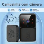 Campainha com câmera vídeo HD Wi-Fi inteligente para segurança residencial