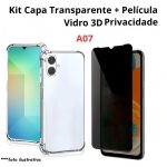 Capa anti impacto transparente para A07 com película 3D de privacidade